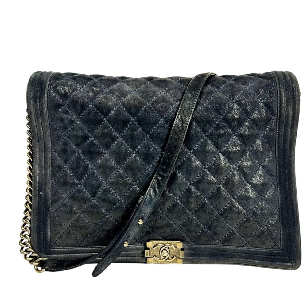 Authentic Black XL Jumbo Chanel unconstructed Boy Bag